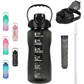 WELTRXE 64oz Water Bottle with Time Marker and Straw, BPA Free Leak Proof Half Gallon Large Motivational Water Bottle with Fruit Infuser Gym Water Jug for Fitness, Camping, Travel and Outdoor Sports in Kuwait