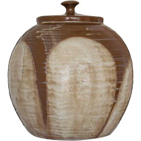 Creative Co-Op Farmhouse Stoneware Lid, Brown Reactive Glaze Jar