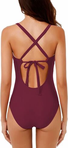 Women's Standard Destination One Piece Swimsuit, Plunge Neck, Crochet Trim, Bathing Suits in Saudi Arabia