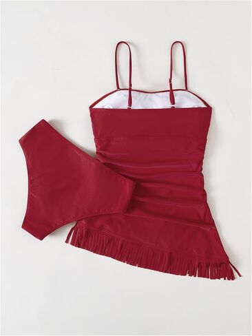 بدلة سباحة نسائية من Milumia مكونة من قطعتين وشريط سباغيتي وحاشية مهدبة in Kuwait