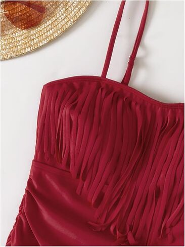 بدلة سباحة نسائية من Milumia مكونة من قطعتين وشريط سباغيتي وحاشية مهدبة in Kuwait