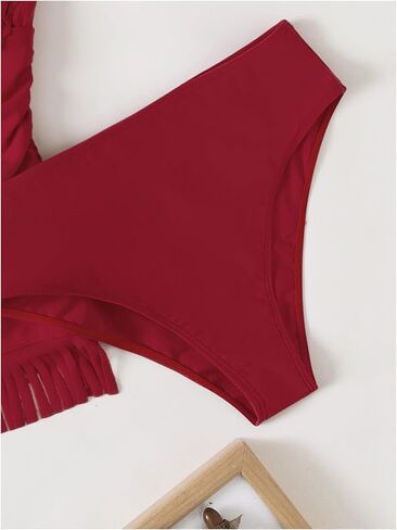 بدلة سباحة نسائية من Milumia مكونة من قطعتين وشريط سباغيتي وحاشية مهدبة in Kuwait