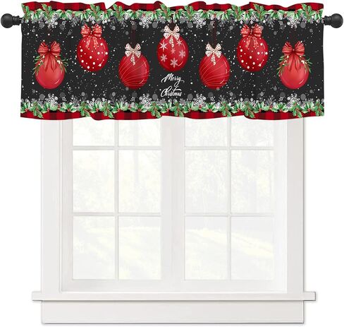 Snowman Valance Curtains 54x18 Inch Let it Snow Snowflake Christmas Toppers Rod Pocket Window Treatment for Kitchen Bedroom Bathroom Living Room Holiday Decor (1 Panel) in Saudi Arabia