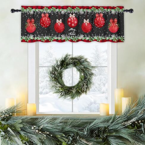 Snowman Valance Curtains 54x18 Inch Let it Snow Snowflake Christmas Toppers Rod Pocket Window Treatment for Kitchen Bedroom Bathroom Living Room Holiday Decor (1 Panel) in Saudi Arabia