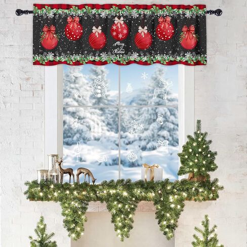 Snowman Valance Curtains 54x18 Inch Let it Snow Snowflake Christmas Toppers Rod Pocket Window Treatment for Kitchen Bedroom Bathroom Living Room Holiday Decor (1 Panel) in Saudi Arabia