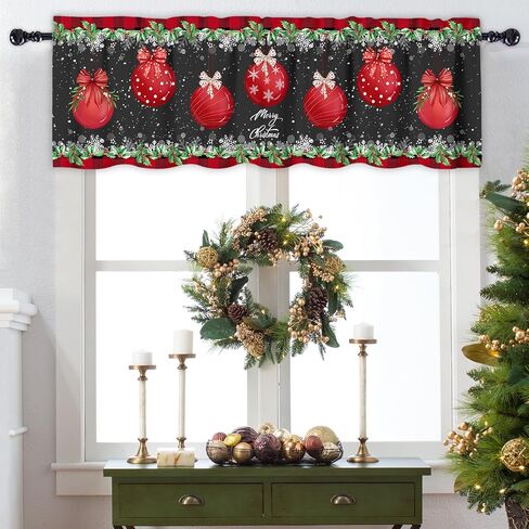 Snowman Valance Curtains 54x18 Inch Let it Snow Snowflake Christmas Toppers Rod Pocket Window Treatment for Kitchen Bedroom Bathroom Living Room Holiday Decor (1 Panel) in Saudi Arabia