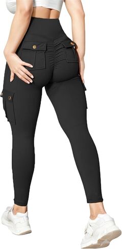 Scrunch Butt Lifting Leggings with Pockets Seamless High Waisted Workout Cargo Pants for Women in Kuwait