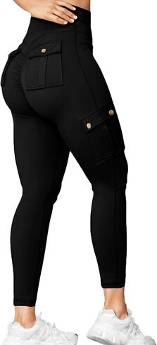 Scrunch Butt Lifting Leggings with Pockets Seamless High Waisted Workout Cargo Pants for Women in Kuwait
