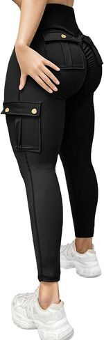 Scrunch Butt Lifting Leggings with Pockets Seamless High Waisted Workout Cargo Pants for Women in Kuwait