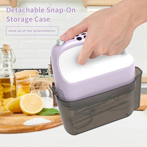 9-Speed Digital Hand Mixer Electric, 400W Powerful DC Motor Low Noise, Baking Mixer Handheld with Snap-On Storage Case, 5x Stainless Steel Accessories, Flat Beaters, Dough Hooks, Whisk in Saudi Arabia