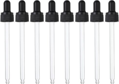 PATIKIL Glass Eye Dropper Caps, 8 Pcs Plastic Glass Dropper Closure Top for 100ml(3.4oz) Essential Oils Bottle, Perfume, Lab Experiments, Black in Saudi Arabia