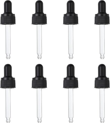 PATIKIL Glass Eye Dropper Caps, 8 Pcs Plastic Glass Dropper Closure Top for 100ml(3.4oz) Essential Oils Bottle, Perfume, Lab Experiments, Black in Saudi Arabia