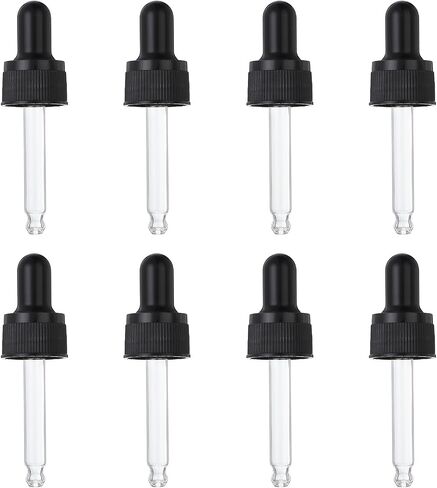 PATIKIL Glass Eye Dropper Caps, 8 Pcs Plastic Glass Dropper Closure Top for 100ml(3.4oz) Essential Oils Bottle, Perfume, Lab Experiments, Black in Saudi Arabia