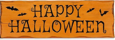 Northlight Wooden 'Happy Halloween' Wall Sign with Bats, 24", Orange in Saudi Arabia