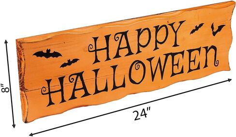Northlight Wooden 'Happy Halloween' Wall Sign with Bats, 24", Orange in Saudi Arabia