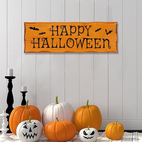 Northlight Wooden 'Happy Halloween' Wall Sign with Bats, 24", Orange in Saudi Arabia