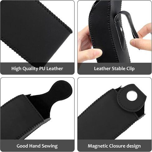 Accmor Glasses Holder for Car Sun Visor, Vehicle Sunglasses Holders Case with Hidden Magnetic Closure, Leather Auto Eyeglasses Organizer Box Eyeglass Hanger Clip Car Accessories for Men Women (Black) in Saudi Arabia