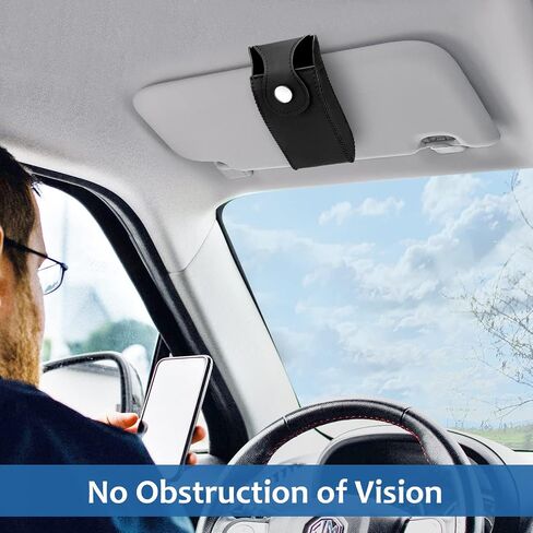 Accmor Glasses Holder for Car Sun Visor, Vehicle Sunglasses Holders Case with Hidden Magnetic Closure, Leather Auto Eyeglasses Organizer Box Eyeglass Hanger Clip Car Accessories for Men Women (Black) in Saudi Arabia