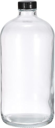 PATIKIL 32oz(960ml) Glass Sample Bottles, 1Pcs Round Bottle Dispensing Bottles with Black Poly Cone Cap for Reagent Liquids, Essential Oils, Perfume, Amber in Saudi Arabia