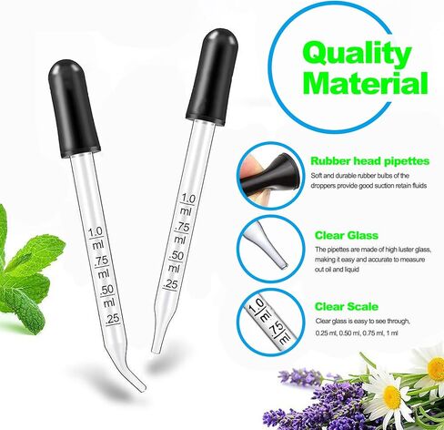 قطارة عين زجاجية بقياس 4 عبوات 1 مل - قطارات طبية زجاجية معايرّة ذات طرف مستقيم، جرعة دقيقة من قطارة الماصة تأتي مع عبوة فردية مقاومة للكسر in Kuwait