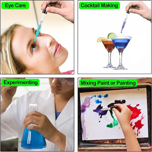 قطارة عين زجاجية بقياس 4 عبوات 1 مل - قطارات طبية زجاجية معايرّة ذات طرف مستقيم، جرعة دقيقة من قطارة الماصة تأتي مع عبوة فردية مقاومة للكسر in Kuwait