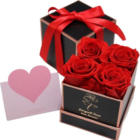 Zangwill Preserved Roses in a Box,Real Roses That Last Up to 3 Years,Long Lasting Roses, Handmade,The for Valentine's Day,Christmas,Weddings,Birthday,Mother's Day (Radiant Pink) in Saudi Arabia