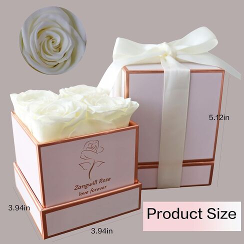 Zangwill Preserved Roses in a Box,Real Roses That Last Up to 3 Years,Long Lasting Roses, Handmade,The for Valentine's Day,Christmas,Weddings,Birthday,Mother's Day (Radiant Pink) in Saudi Arabia