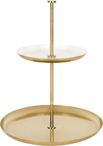 Kate and Laurel Laranya Tiered Round Decorative Tray, 12x12x15, White/Gold in Saudi Arabia