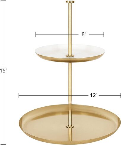 Kate and Laurel Laranya Tiered Round Decorative Tray, 12x12x15, White/Gold in Saudi Arabia