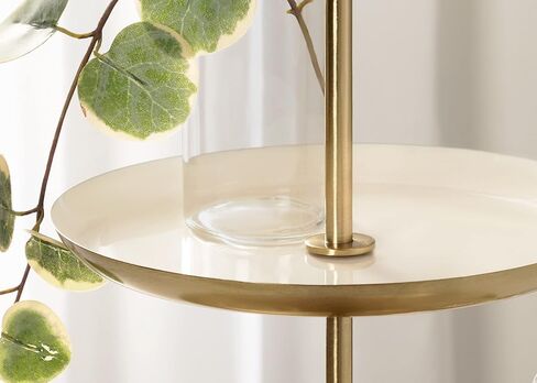 Kate and Laurel Laranya Tiered Round Decorative Tray, 12x12x15, White/Gold in Saudi Arabia