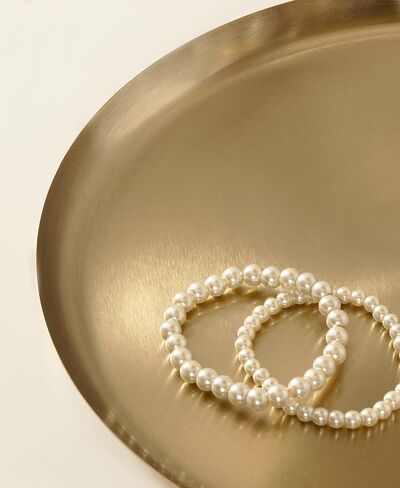 Kate and Laurel Laranya Tiered Round Decorative Tray, 12x12x15, White/Gold in Saudi Arabia