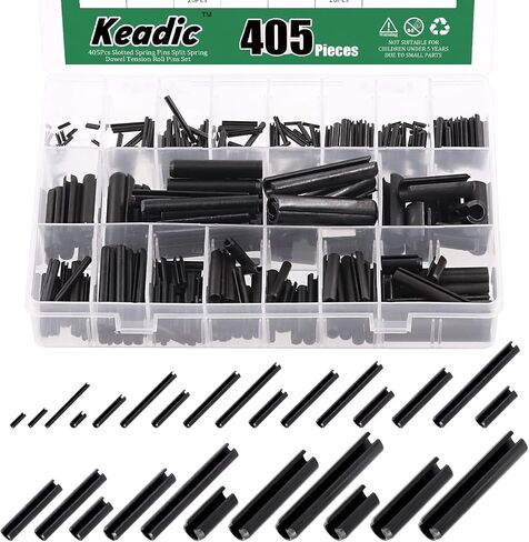 مجموعة متنوعة من دبابيس دوارة مشقوقة سوداء من Keadic 405 قطعة، 27 مقاسًا، M1.5 M2 M2.5 M3 M4 M5 M6 M8 M10 مترية، دبابيس شد زنبركية مقسمة مع حقيبة تخزين لإصلاح السيارات وتحسين المنزل in Saudi Arabia