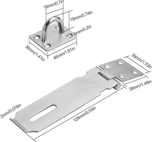 2 PCS 3 Inch Padlock Hasp, KINJOEK Stainless Steel Security Door Clasp Hasp Lock Latch, 2mm Extra Thick Door Gate Bolt Lock with 16 Mounting Screws in Kuwait