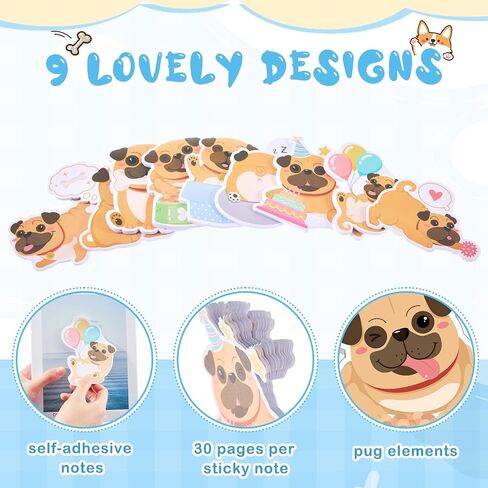 9 Pads Dog Sticky Notes Cute Cartoon Dog Memo Pad Gifts for Dog Lovers Funny Self Stick Note Pads Kawaii Humor Notebook Notepad for Office Classroom Supplies, 30 Pages/Pad (Corgi) in Saudi Arabia