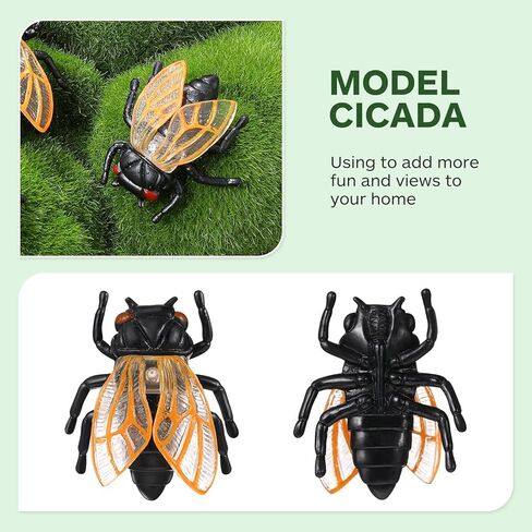 Happyyami 20pcs Simulation Golden Cicada Garden Ornament Cicada Figurine Flower Pot Decorations Fairy Toy Bonsai Ornament Figurine Cicada Delicate Decorate Flowerpot Ornaments Doll PVC in Kuwait