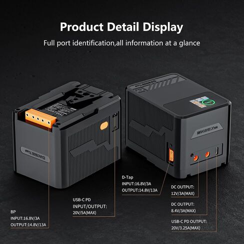ZGCINE X50 V Mount Battery 3500mAh، 52WH14.8V Mini V-Mount Battery Support 45W USB-C PD شاحن سريع مع D-TAP، Dual USB-C PD، منافذ DC مزدوجة، شاشة OLED للكاميرا / كاميرا الفيديو / الشاشة / صانع الأفلام in Saudi Arabia