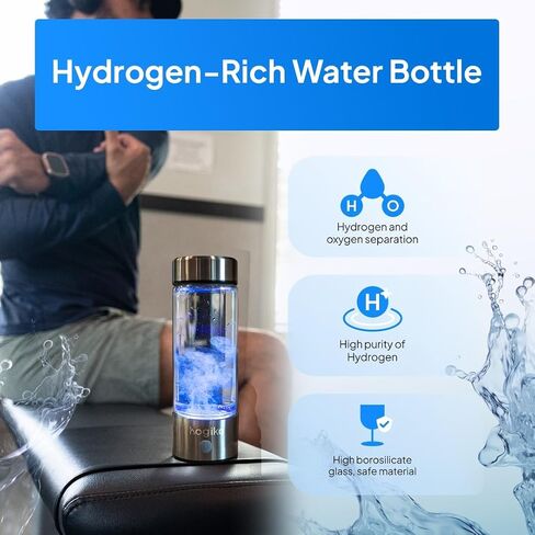 Hogiko’s Hydrogen Water Bottle Generator Machine, Water ionizer Made in USA, Echo hydrohealth ion Bottle, hydropure hydroh Water Bottles 420mL 1800ppd SPE PEM in Saudi Arabia