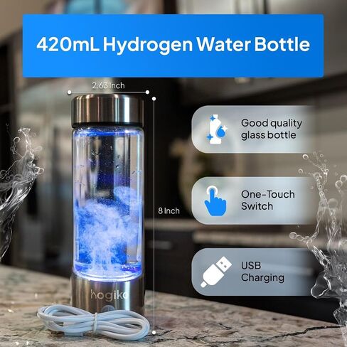 Hogiko’s Hydrogen Water Bottle Generator Machine, Water ionizer Made in USA, Echo hydrohealth ion Bottle, hydropure hydroh Water Bottles 420mL 1800ppd SPE PEM in Saudi Arabia