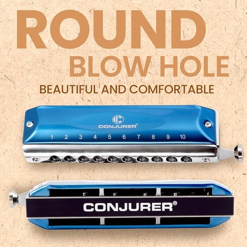 CONJURER لوني هارمونيكا بدون صمام للأطفال البالغين المبتدئين - 12 فتحة هارمونيكا مفتاح C من الفولاذ المقاوم للصدأ مع جهاز فم نحاسي في العلبة، مفتاح C فضي in Kuwait