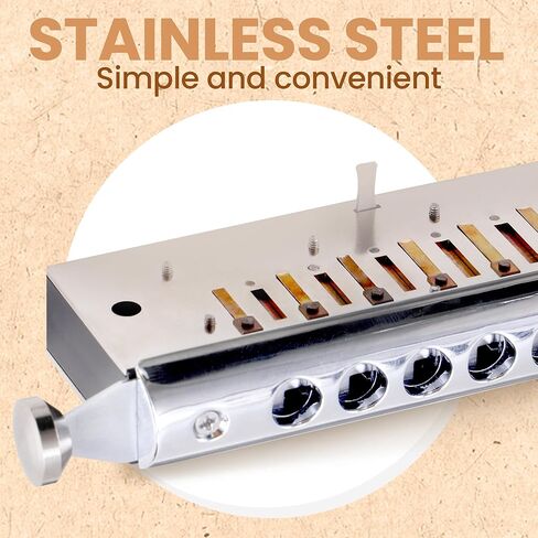 CONJURER لوني هارمونيكا بدون صمام للأطفال البالغين المبتدئين - 12 فتحة هارمونيكا مفتاح C من الفولاذ المقاوم للصدأ مع جهاز فم نحاسي في العلبة، مفتاح C فضي in Kuwait