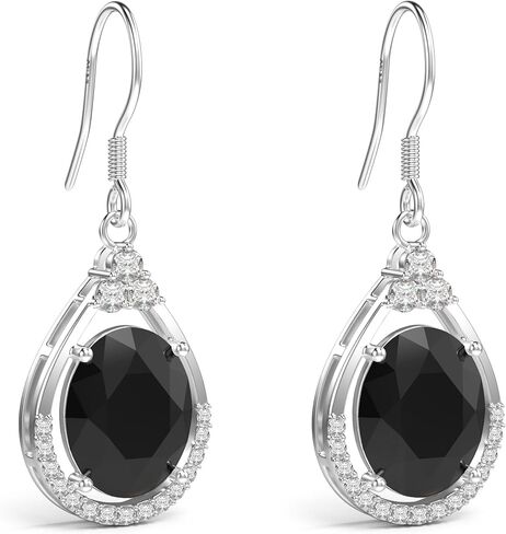 18K White Gold Plated Sterling Silver Oval Cut Cubic Zirconia Drop Dangle Earrings for Women Hypoallergenic Statement Earrings Gifts for Women Mom (Red) in Kuwait