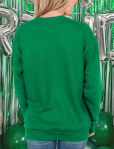 Women St. Patrick's Day Sweatshirts Shamrock Clover Print Shirts Casual Irish Gift Long Sleeve Loose Fit Tops in Saudi Arabia