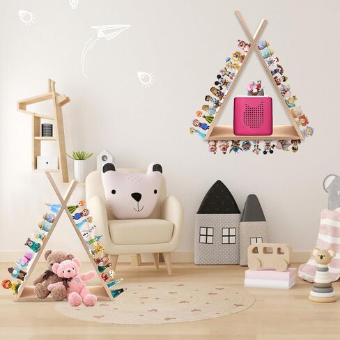 Tonie Shelf for Toniebox and Tonie Figures Triangle Wall Mounted or Desk Magnetic Wooden Shelves Storage Rack for Kids Play Room in Saudi Arabia