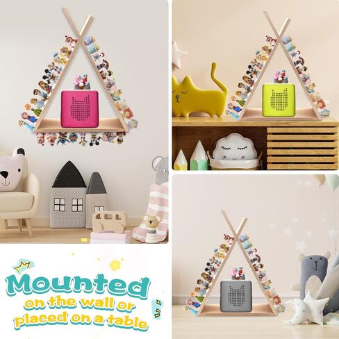 Tonie Shelf for Toniebox and Tonie Figures Triangle Wall Mounted or Desk Magnetic Wooden Shelves Storage Rack for Kids Play Room in Saudi Arabia