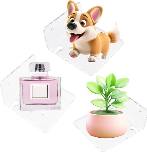 3 عبوات من الأرفف الصغيرة من الأكريليك، أرفف حائط أكريليك صغيرة، أرفف عائمة صغيرة لاصقة، أرفف عرض أكريليك شفافة لأشكال البوب ​​النباتية صورة جدار حديث لغرفة النوم وغرفة المعيشة in Kuwait