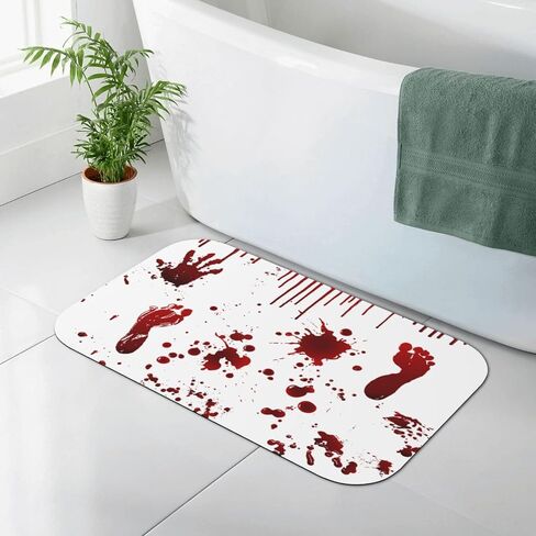 juniissl Scary Halloween Decor Red Hand Foot Print Bath Mat Prank Non-Slip Bathroom Rug Gag Gift in Saudi Arabia