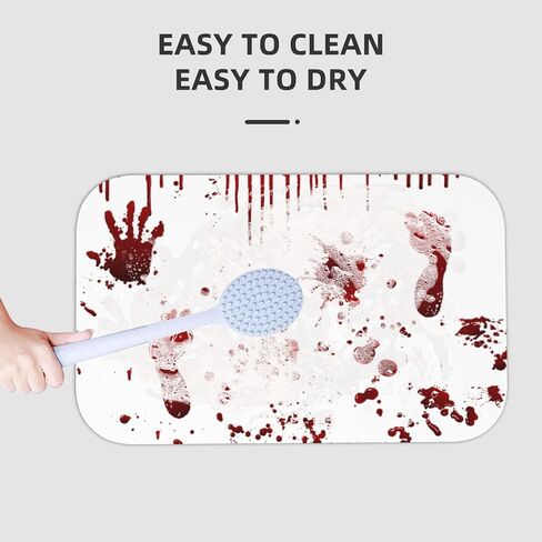 juniissl Scary Halloween Decor Red Hand Foot Print Bath Mat Prank Non-Slip Bathroom Rug Gag Gift in Saudi Arabia