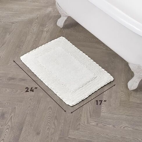 سجادة حمام من القطن المكشكش من Laura Ashley مقاس 43.18 سم × 60.96 سم، باللون الأبيض in Saudi Arabia