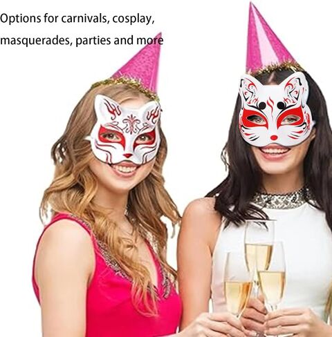 15 Piece Cat Mask Set, Colorable White Fox Mask, Female Masquerade Mask DIY Hand Painted, Decorative Masks with Paint and Brushes Suitable for Carnival, Cosplay, Masquerade, Parties in Saudi Arabia