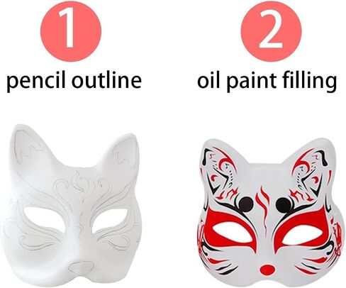 15 Piece Cat Mask Set, Colorable White Fox Mask, Female Masquerade Mask DIY Hand Painted, Decorative Masks with Paint and Brushes Suitable for Carnival, Cosplay, Masquerade, Parties in Saudi Arabia